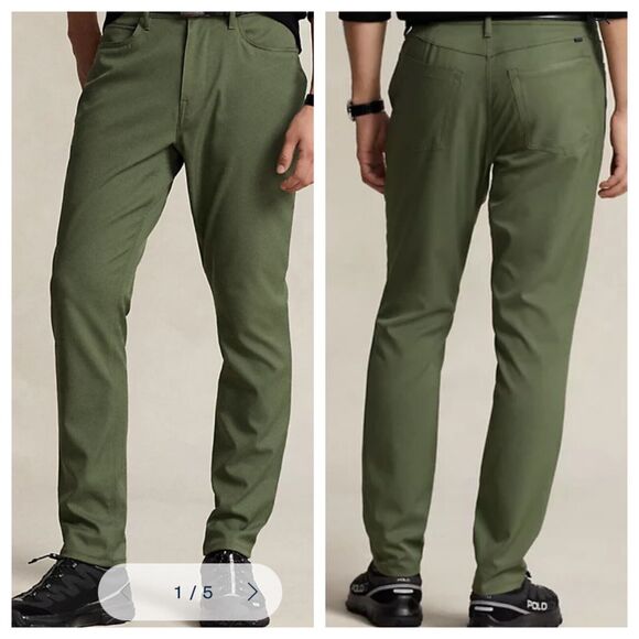 NEW Polo Ralph Lauren Men Active Fit Performance Chino Pants Green Stretch 38/34